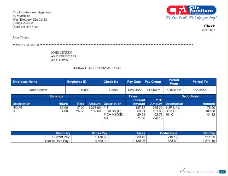 Download USA furniture & appliances employee sheet Photoshop template